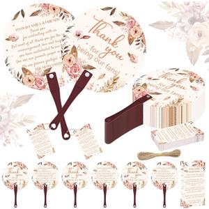 Cinrobiye 200 PCS Wedding Party Favors for GuestsWedding Hand Fans Bulk with Thank You Cards for Bridal Shower Party (Boho Floral)