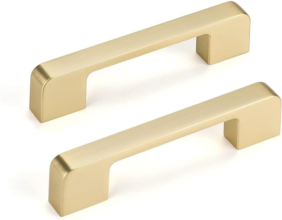 15 Pack 3-3/4 Inch Cabinet Pulls Brushed Gold Cabinet Handles Drawer Pulls Kitchen Cabinet Handles Zinc Alloy Dresser Drawer Pulls Cabinet Hardware (3-3/4 inch (96mm) hole center)