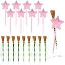 Geyoga 20 Pcs Witch Party Favors Pens Broom Star Ballpoint Pens Pink and Green Wands for Wizard Theme Party Decorations Goodie Bags Stuffers Carnival Prizes Birthday Gifts