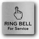 NorthByNorthEast Aluminium Service Bell Sign - Metallic Silver with Hand Icon - Self-Adhesive Peel and Stick - 145mm x 145mm - Ideal for Hotels, Restaurants, Hospitality Industry