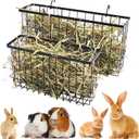 kathson Rabbit Hay Feeder 2 Pack, Metal Bunny Hay Rack for cage with Hooks, Rabbit hay Holder for Bunny Guinea Pig Chinchilla