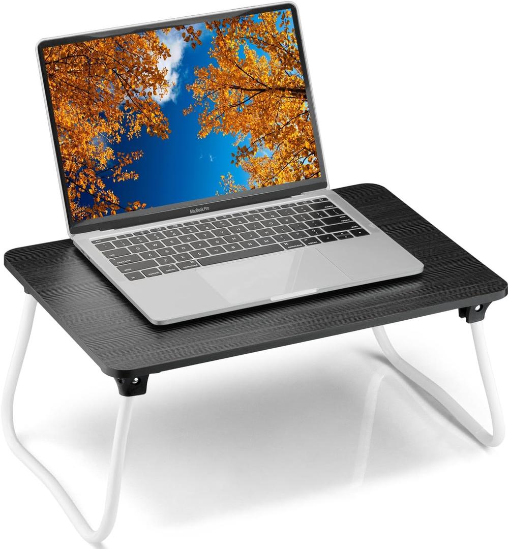 Portable Lap Desk Bed Desk Lap Table Bed Table, Laptop Stand Breakfast Serving Tray, Foldable & Lightweight Mini Table, Lap Tablet Desk for Sofa Couch Floor - - Black