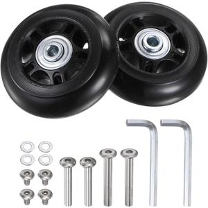 uxcell Replacement Luggage Wheels 70x24mm Suitcase Wheel Repair Kits Include 2 PU Bearing Wheels & Washers, Wrenches & Axle Screw for Trolley Bag, Inline Skate and Caster Board