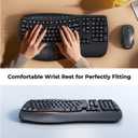 MEETION Ergonomic Keyboard and Mouse Wireless Combo, Wave Keys Natural Typing, 2.4G USB Receiver Wireless Keyboard with Wrist Rest, 4 Adjustable DPI Optical Mouse, Computer/Laptop/Windows/Mac, Black