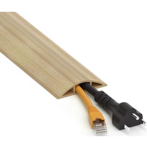 Floor Cord Cover 6ft, Maple Wood Cord Hider Floor Hide Extension Cords, Floor Cable Management Floor Cable Cover Wire Covers for Cords, Cable Protector Cord Cavity W0.6in x H0.32in