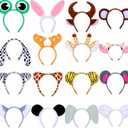WILLBOND 16 Pieces Animal Headbands Jungle Safari Party Favors Wild One Birthday Decorations Zoo Animal Ear Headbands for Kids Halloween Costume Cosplay Photo Booth Props Party Supplies