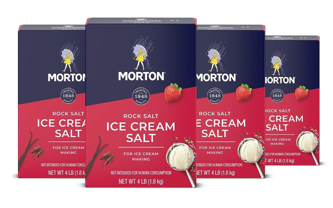 Morton Ice Cream Salt, Rock Salt, (4 lb), 4-Pack - Ideal for Making Ice Cream (EXP 12/23/26)