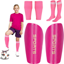 Soccer Shin Guards for Kids Adults, Toddler Shin Pads Set with Sleeves and Long Soccer Socks for Age 2-16 Boys & Girls, Youth &Men, Lightweight Soccer Equipment L