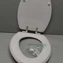 Mayfair Bennett Toilet Seat with Brushed Nickel Hinges, Slow Close Wood Seat, Secure Metal Hinges, Easy Install, Elongated, White