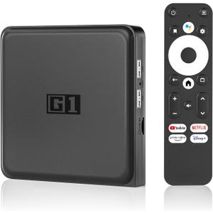 Android 14.0 TV Box 2025, G1 Smart TV Box Compatible with Netflix Google Certified, 4GB + 32GB, Ultra 4K HDR 10+, WiFi 6, Voice Remote Control