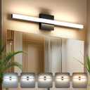 Aourow Modern Bathroom Vanity Lights 20W 2000lm 23.6in,Dimmable 5CCT LED Vanity Lighting Fixture Over Mirror,IP44 Wall Mounting Mirror Light Bar for Bathroom Cabinet(Matte Black) (LYAMNN600, LYAMNN600 6000K)