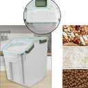 25LB Large Flour Storage Container Bin ,2 Pack Airtight Plastic with Wheels Seal Locking Lid Dispenser Organizer Storage Bin with Measuring Cup & Scoop for Flour, Rice, Grain 50LBS Total, 13 Inches