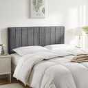 Upholstered Queen Headboard - Easy Assemble Channel Stitched - Wall Mounted with 3D Soundproof Wall Panels - Peel & Stick Floating Headboard - Grey (Gray)