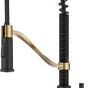 KRAUS Torak Pull Down Kitchen Faucet in Spot-Free Brushed Brass/Matte Black with Commercial Style Spring Spout, 2 Function Sprayer, Pre-Attached Water Lines, and Mounting Hardware, KPF-2635SFBBMB