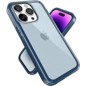 Speck Clear iPhone 14 Pro Case Drop Protection, Scratch Resistant Dual Layer Slim Phone Case for 6.1 Inch iPhones 14 Pro - Anti-Yellowing & Anti-Fade Case - Glass Navy/Winter Navy GemShell