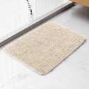Beige Bathroom Rugs 17"x24" - High-Density Microfiber Bath Mat, Fluffy Non Slip Absorbent and Washable Bathroom Mat - Ideal for Small Spaces, Vanity, Toilet, or Pet Mat