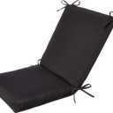 Pillow Perfect Fresco Solid Indoor/Outdoor One Piece Chair Cushion Deep Seat, Weather and Fade Resistant, Square Corner - 36.5" x 18", Black