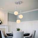 Modern Chrome Pendant Light Hanging Fixture Light for Kitchen Island Mid Century with Globe Pendant Light Milk White Glass Pendant Lighting for Living Room Bedroom Entryway (3 Lights)