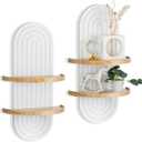 Boho Shelves with Ledge Wall Decor: 22inch Decorative Floating Shelves with Ledge Mid Century Modern MCM Hanging Shelf for Displaying Plants Small Items