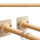Closet Rods,Adjustable Imitation Wood Closet Rod For Clothes Hanging,No Punching Hanging Clothes Closet Rod For Cabinet,Bathroom, Laundry (15-20 INCH)