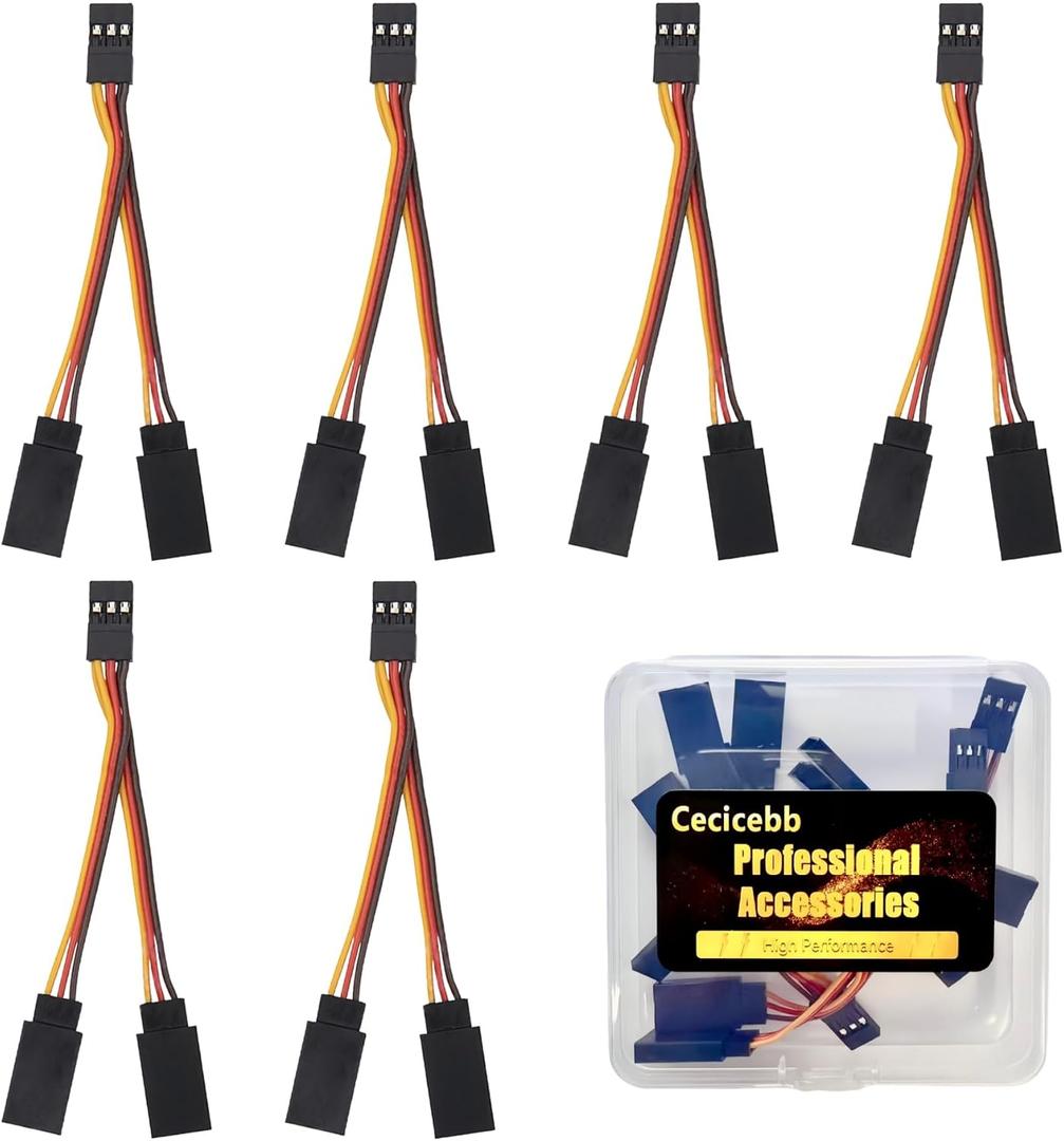 5 x 6 Pcs 7cm JR/Futaba Style Servo Extension Cable 1 to 2 Y Harness Leads Splitter Cable Male to Female Extension Lead Wire for RC Models Drone Car