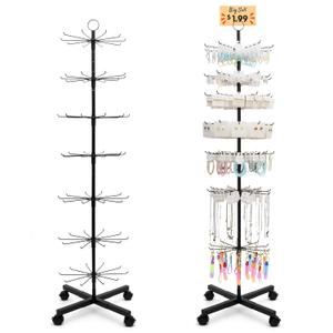 Retail Display Stand, Rotating Display Rack for Earring Keychains Jewelry Vendor Events & Stores, 7 Tier Movable and Adjustable 1 PCS - Black