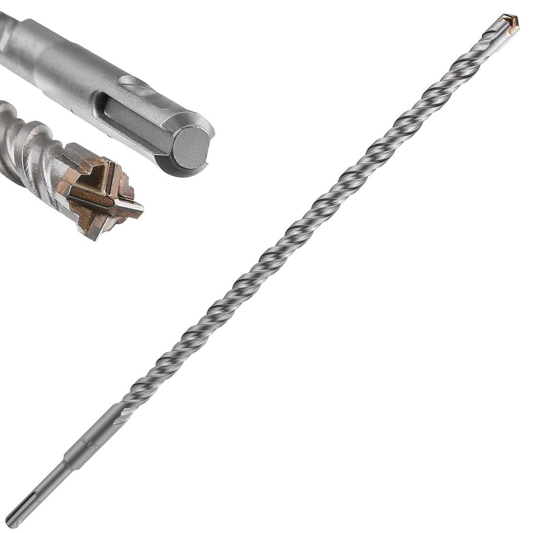 Concrete Drill Bit lengthening 1pcs 5/8" X 18"-16" Cross-Type Double Thread Carbide Material Suitable for Concrete, Brick, Cement Walls, Stone, Extra Long Hammer Drill Bits for Concrete