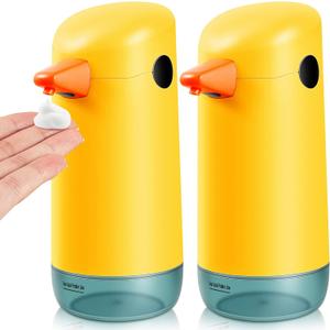 2 Piece Automatic Yellow Duck Soap Dispenser - Foaming, Touchless, Battery Powered for Bathroom & Kitchen