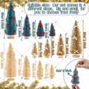 Soaoo 12 Pack Bottle Brush Christmas Trees with Bow 5 6 8 10 Inches Artificial Christmas Tree Decorations with Wood Base for Winter Snow Miniature Scene Tabletop Decor(Green, Gold, Ivory)