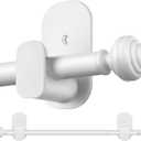 KAMANINA Curtain Rods No Drilling for Windows 32 to 86 Inches, 5/ 8 Inch No Drill Renter Friendly Curain Rod without Drilling with 3M Adhesive Brackets, White