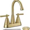 Bathroom Sink Faucet, SBOSBO 4 Inch Bathroom Faucet for Sink 3 Hole, 2 Handle Sink Faucet with Pop Up Drain Assembly and 2 Water Supply Hoses for RV Bathroom Vanity (Brushed Gold)