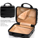 Hard Shell Cosmetic Travel Case, 12 Inch Small Portable Makeup Train Case with Elastic Band Handle, Pressure-proof Mini ABS Carrying Suitcase Toiletry Box for Travel, Camping, Black