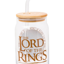 Silver Buffalo Lord of the Rings Hobbiton Glass Jar Tumbler with Bamboo Lid and Glass Straw, 16 Ounces