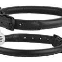 Rolled Leather Dog Collar Soft Round Collars, ID Tag for Small Medium Large Dogs (19-22 inch, Black Midnight & Black Buckle)