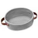 ABenkle Small Woven Basket, Mini Cotton Rope Storage Baskets, Tiny Easter Basket, Shelf Basket, Oval Decorative Toy Dog Cat Bin for Nursery, Empty Gift Basket, 9.4" x 5.9" x 3.9" XS (Grey)