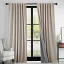 RYB HOME Linen Textured 100% Blackout Curtains for Bedroom, Insulating Energy Saving Window Curtains for Living Room Dining Patio Sliding Glass Door, Wide 52 x Long 90 inch, Beige, 2 Panels