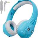 ZIUMIER Kids Headphones, with Microphone, 80/90dB Volume Limiter, Audio Sharing Port, 3.5mm Wired Toddler Headphones for School Travel (Light Blue)