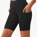 Aoliks Biker Shorts Women with Pockets - 8" High Waisted Tummy Control Running Workout Spandex Gym Volleyball Yoga Shorts, XL