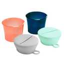 Boon Snug Toddler Snack Containers with Lids - Includes 2 Lids and 2 Baby and Toddler Spill Proof Cups for Snacks - Toddler Snack Cups for Home and Travel Essentials - Pink and Blue (Mint)