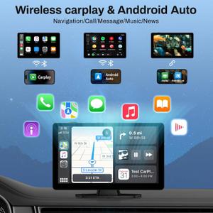 BOXGVO Wireless Carplay Screen for Car with 4K Dash Cam, 9" Portable Carplay & Android Auto, Car Touchscreen with 1080p Backup Camera, GPS/Voice Control/FM//Mirror Link/Bluetooth