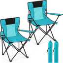 Shellwei 2 PCS Folding Camping Chair with Cupholder and Carry Bag Regular Size Colorful Breathable Portable Lightweight Lawn Chair with Side Pocket for Fishing Hiking Beach Outdoor Activity, 20" L X 20" W X 31.5" H