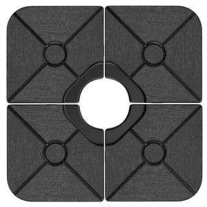 4-Piece 200lb Umbrella Base Outdoor Patio Umbrella Stand Easy-Fill Square Shaped Cantilever Offset Filled with Water or Sand for Garden, Backyard and Poolside, Black