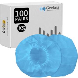 Geekria 100 Pairs Disposable Headphones Ear Cover for Small Call Center Headset Earcup, Stretchable Sanitary Ear Pads Cover, Hygienic Ear Cushion Protector (XS/Blue)