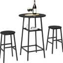 Bar Table, 2-Tier Round High Top Table, Pub Table, Home Bar Counter Height Tables, Bistro Tables, for Kitchen, Living Room, Meeting Room, Pub, Rustic Brown and Black BT03BR (Black)