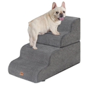 Dog Stairs Ramp for Bed, 4-Step Dog Steps for High Bed Couch Sofa Climbing, 35D Foam Pet Steps for Small Dogs and Cats, Non-Slip Bottom Pet Stairs, Grey