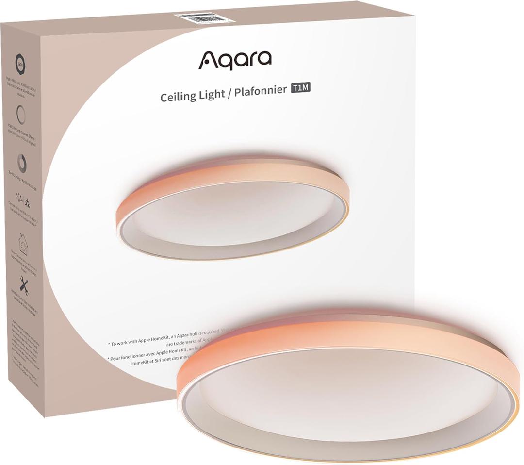 Aqara LED Ceiling Light T1M,Matter Over Bridge,Requires Zigbee 3.0 HUB,RGB+IC with Gradient Effects and 16 Million Colors,40W 3450lm,2700-6500K Tunable White,Supports HomeKit,Alexa and IFTTT, 19.49 inches diameter, 2.96 inches height
