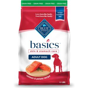 Blue Buffalo Basics Grain-Free Dry Dog Food for Adult Dogs, Limited Ingredient Diet, Salmon Recipe, 11-lb Bag