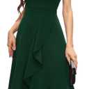 Bbonlinedress Halter Cocktail Women Dresses Prom Formal Wedding Bridesmaid Dress Ruffled Maxi Hi-Lo Evening Party 2025 Dress (Large, Dark Green)