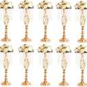 10pcs Gold Metal Flower Vases Crystal Flower Stand Wedding Centerpieces for Tables Party Dinner Event Restaurant Hotel Decoration