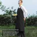 Bib Apron with Fixed Neck Strap and Utility Pocket  Full-Coverage Chef Apron for Kitchen, Restaurant & Caf (Black)
